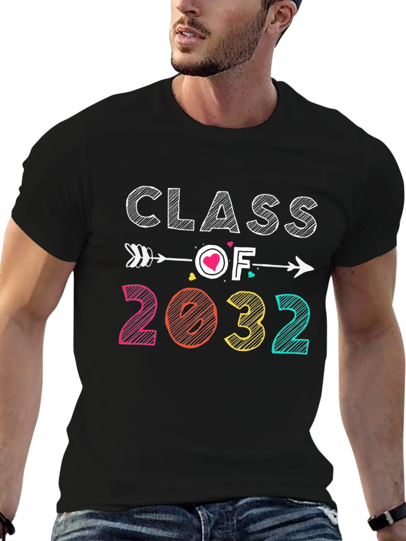Black Class of 2032 Graduation T-Shirt view 6