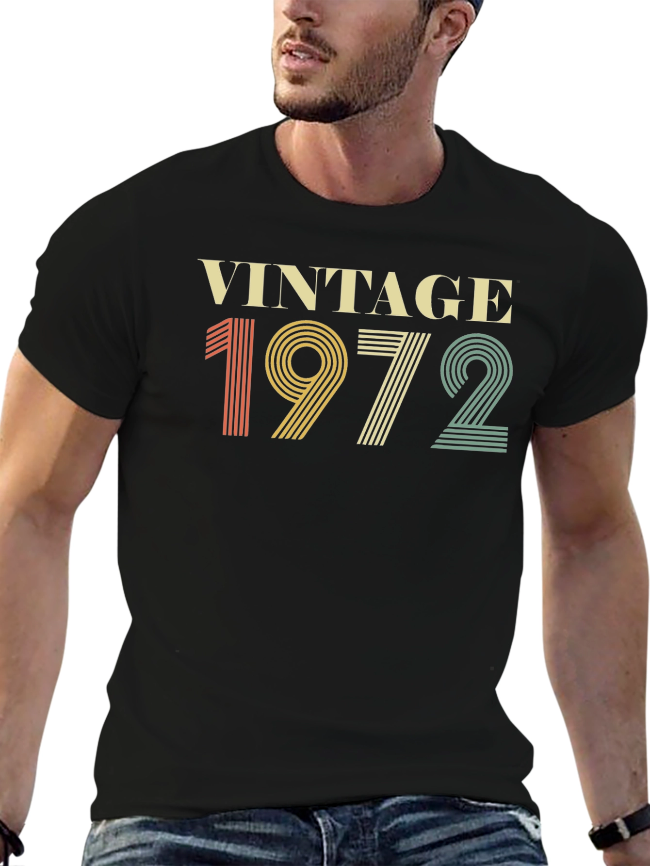 Black Vintage 1972 Birthday T-Shirt view 6