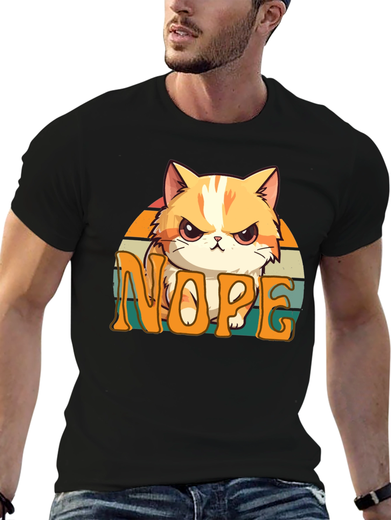 Black Nope Cat Graphic Tee - Unisex Comfort view 6