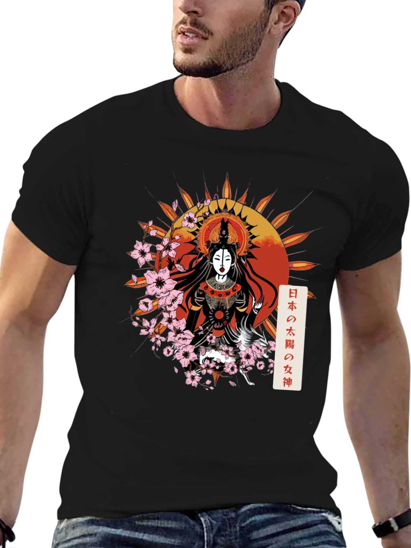 Black Japanese Goddess Graphic Tee view 6