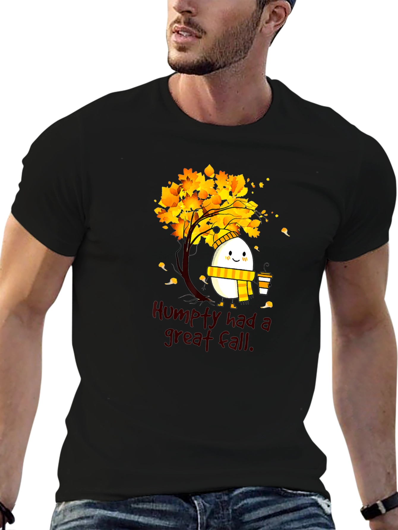 Black Humpty Great Fall Tee - Autumnal Humor Shirt view 6