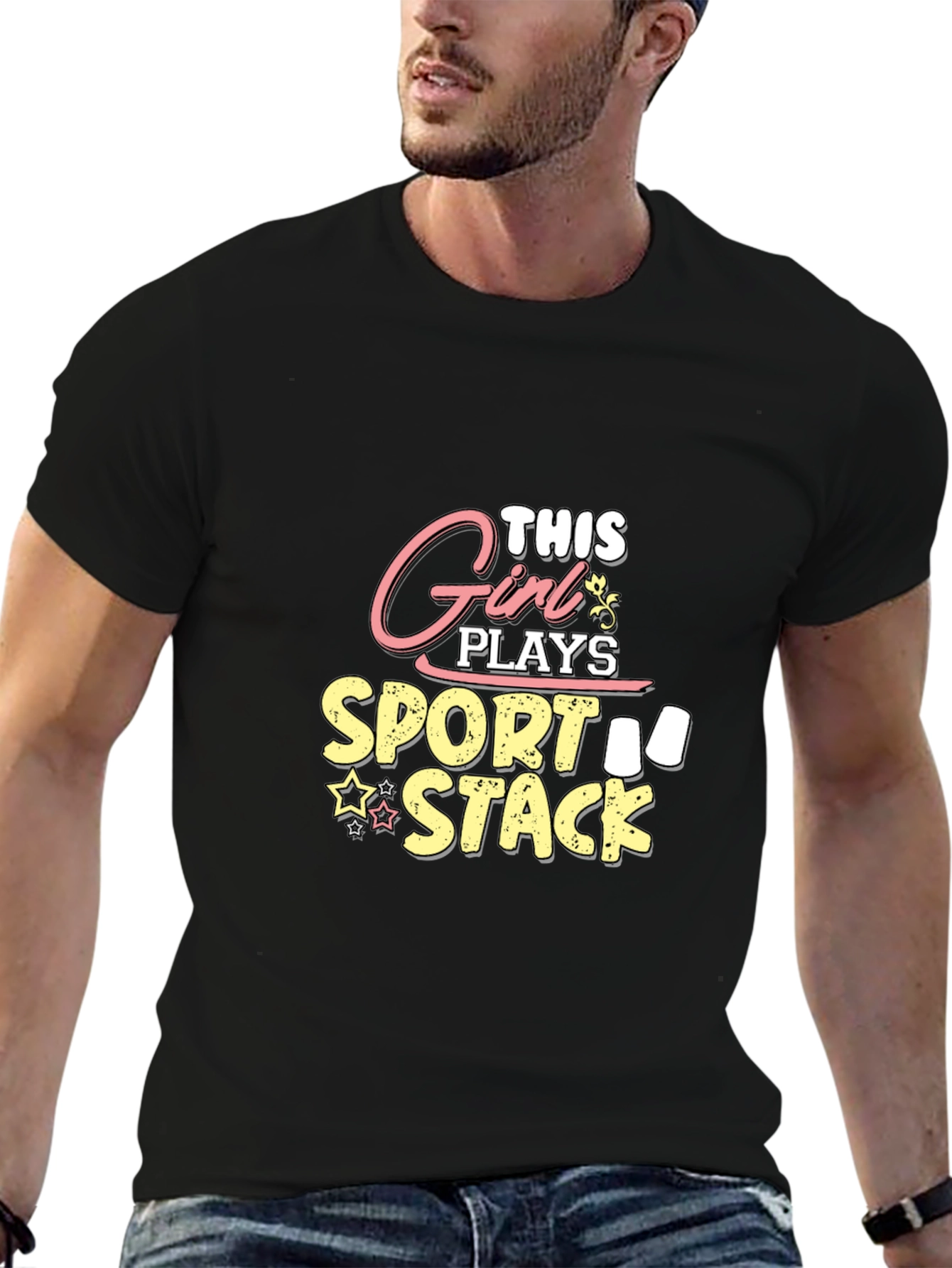 Black Girl Sport Stack T-Shirt - Novelty Tee view 6