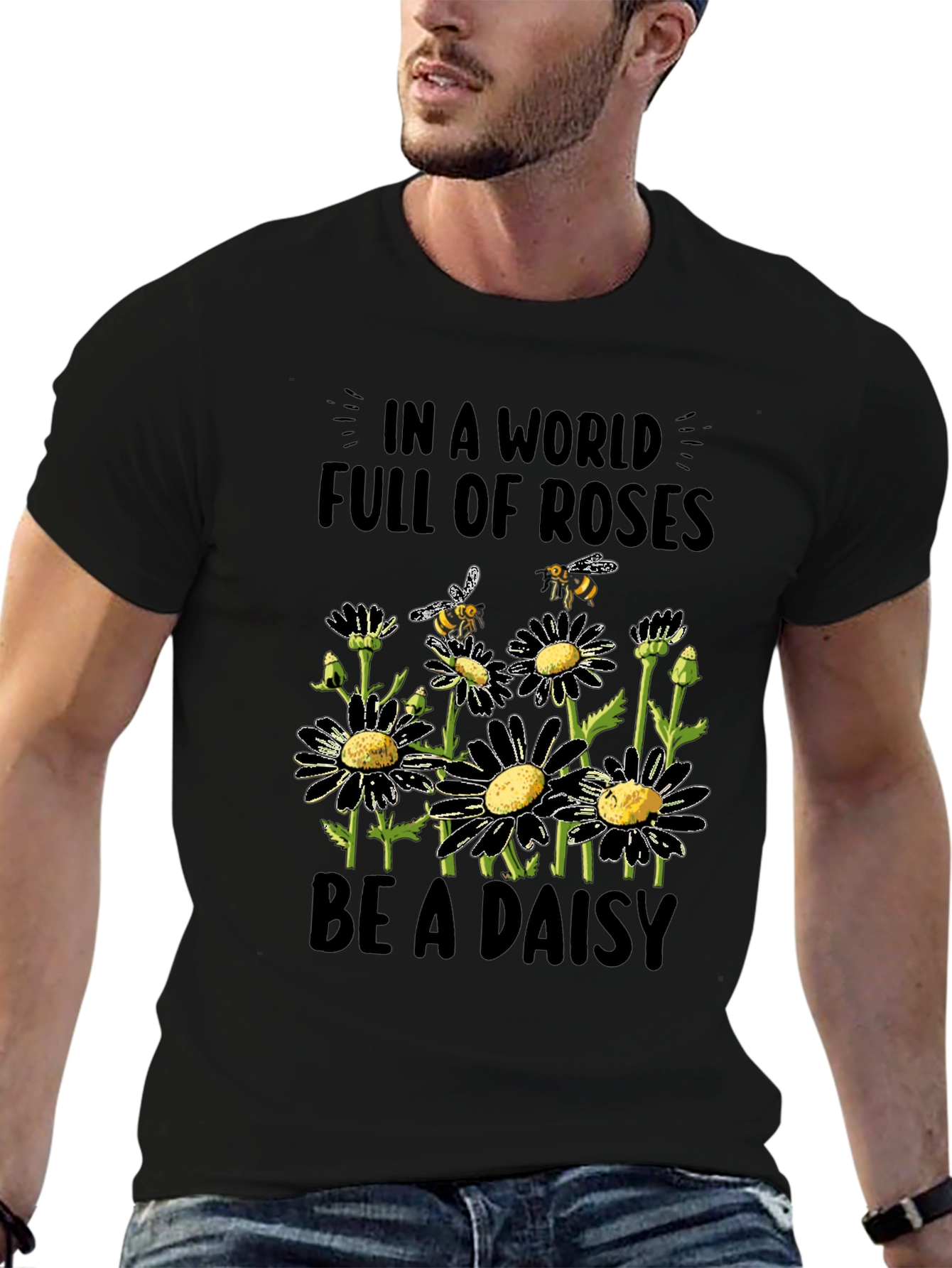 Black Daisy Bee Graphic Tee - Be a Daisy in a World of Roses view 6