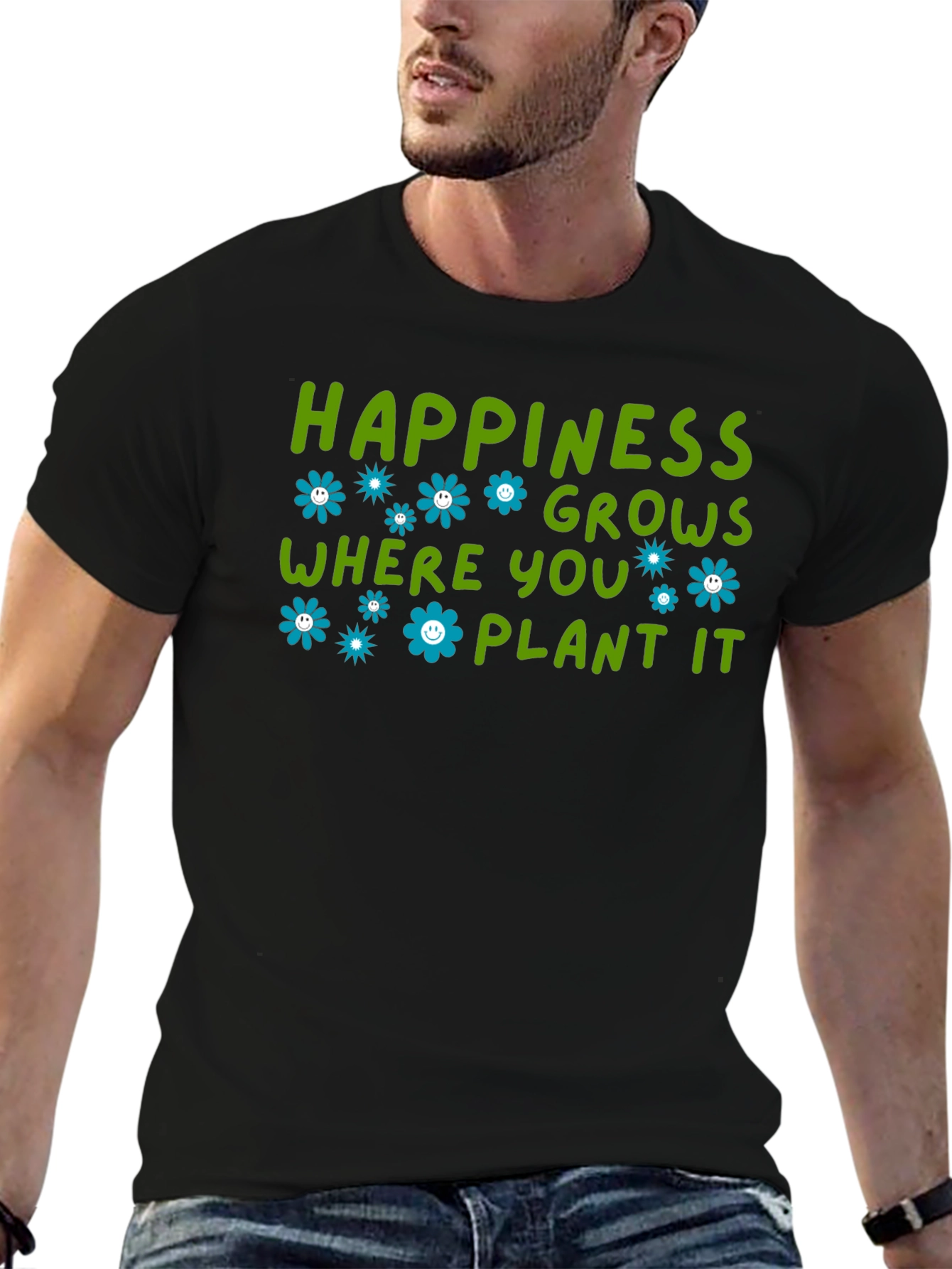 Black Happiness Grows Where You Plant It T-Shirt view 6
