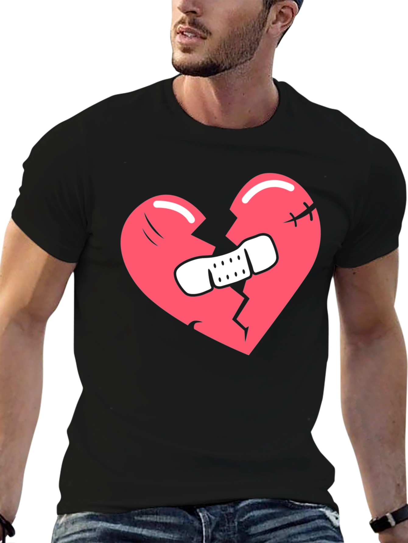 Black Broken Heart T-Shirt - Black Graphic Tee view 6