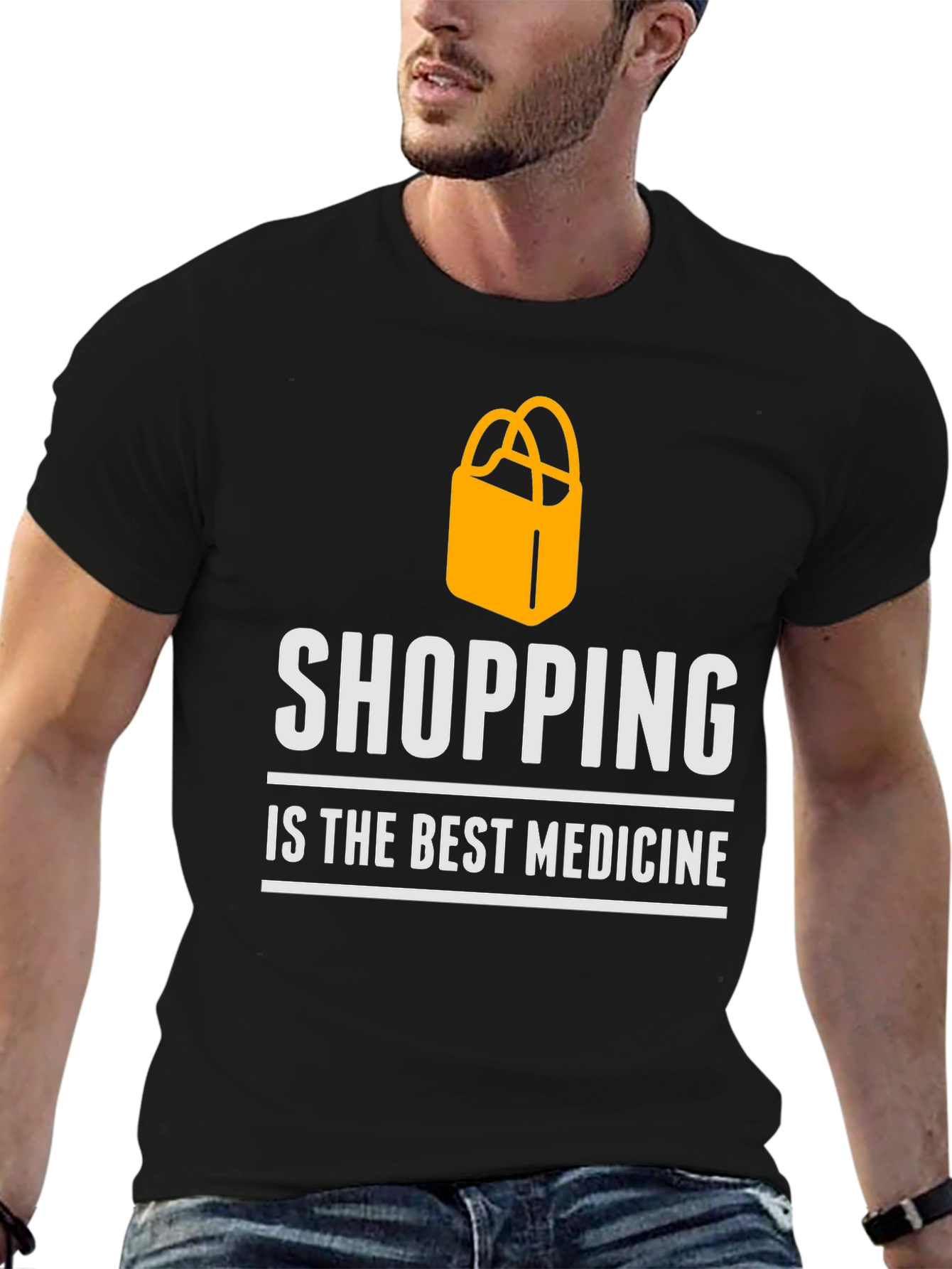 Black Shopping is the Best Medicine T-Shirt view 6