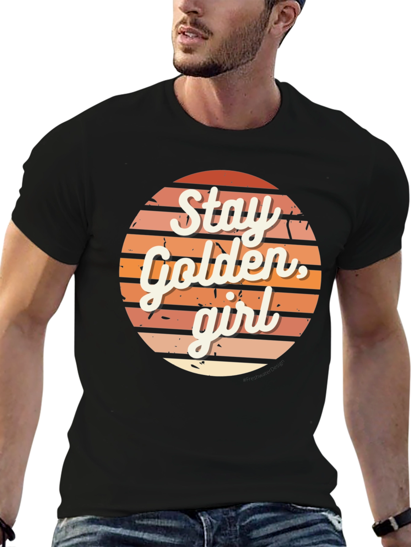 Black Stay Golden Girls Retro T-Shirt view 6