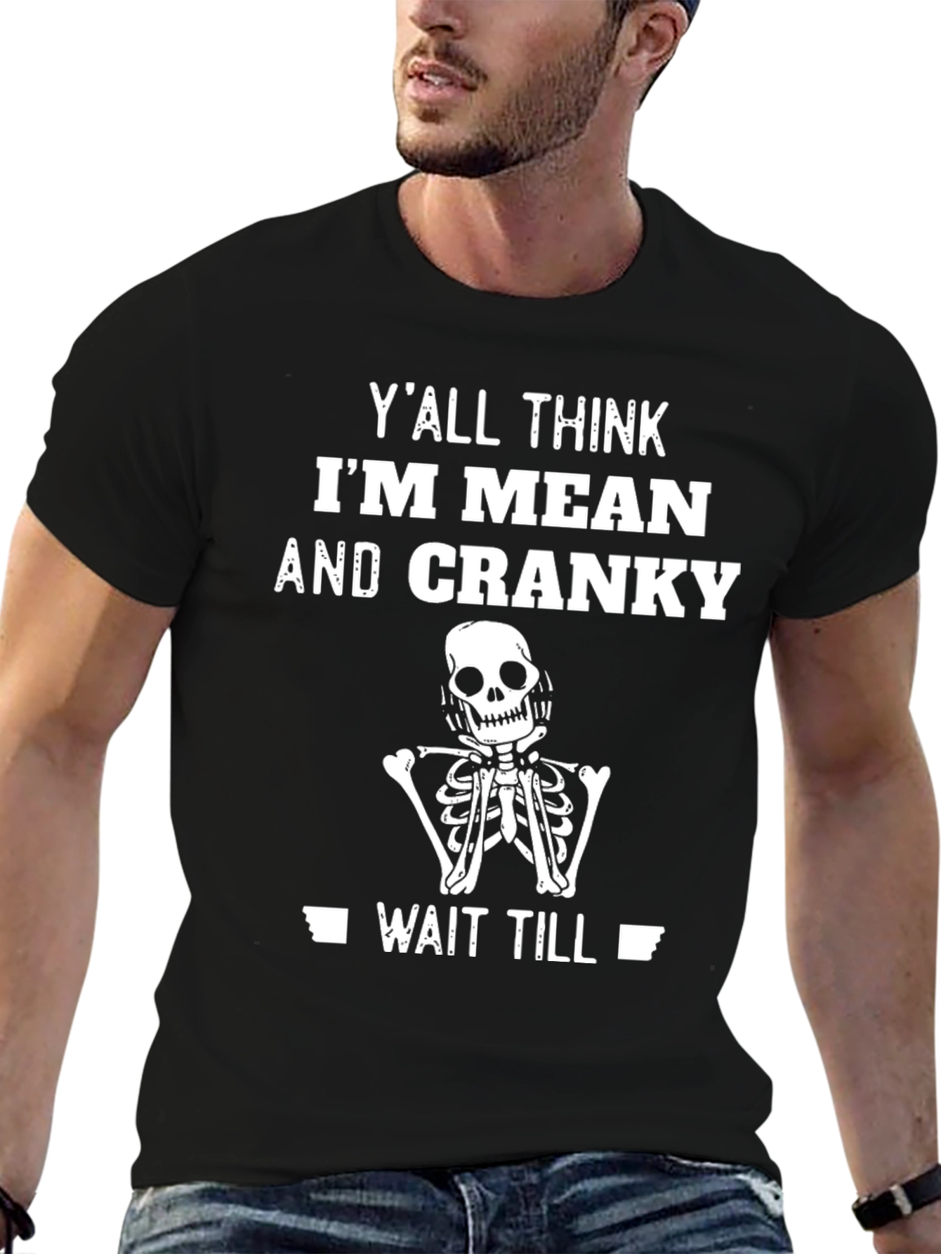 Black Mean & Cranky Skeleton T-Shirt view 6