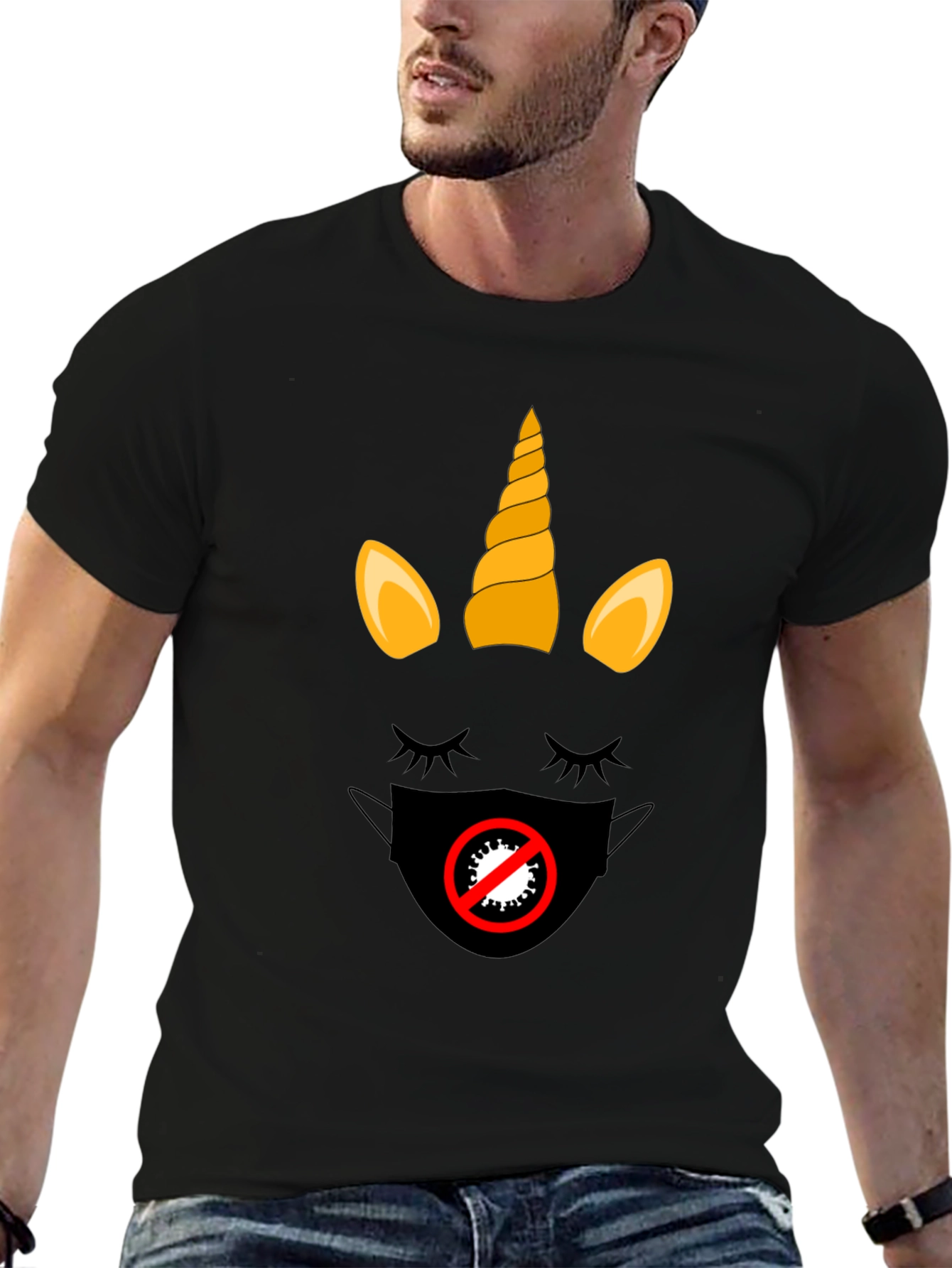 Black Unicorn Mask T-Shirt - Stylish Protection view 6