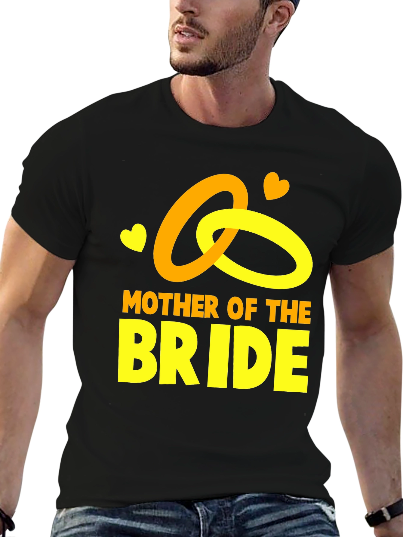 Black Mother of the Bride Black T-Shirt with Gold Rings view 6