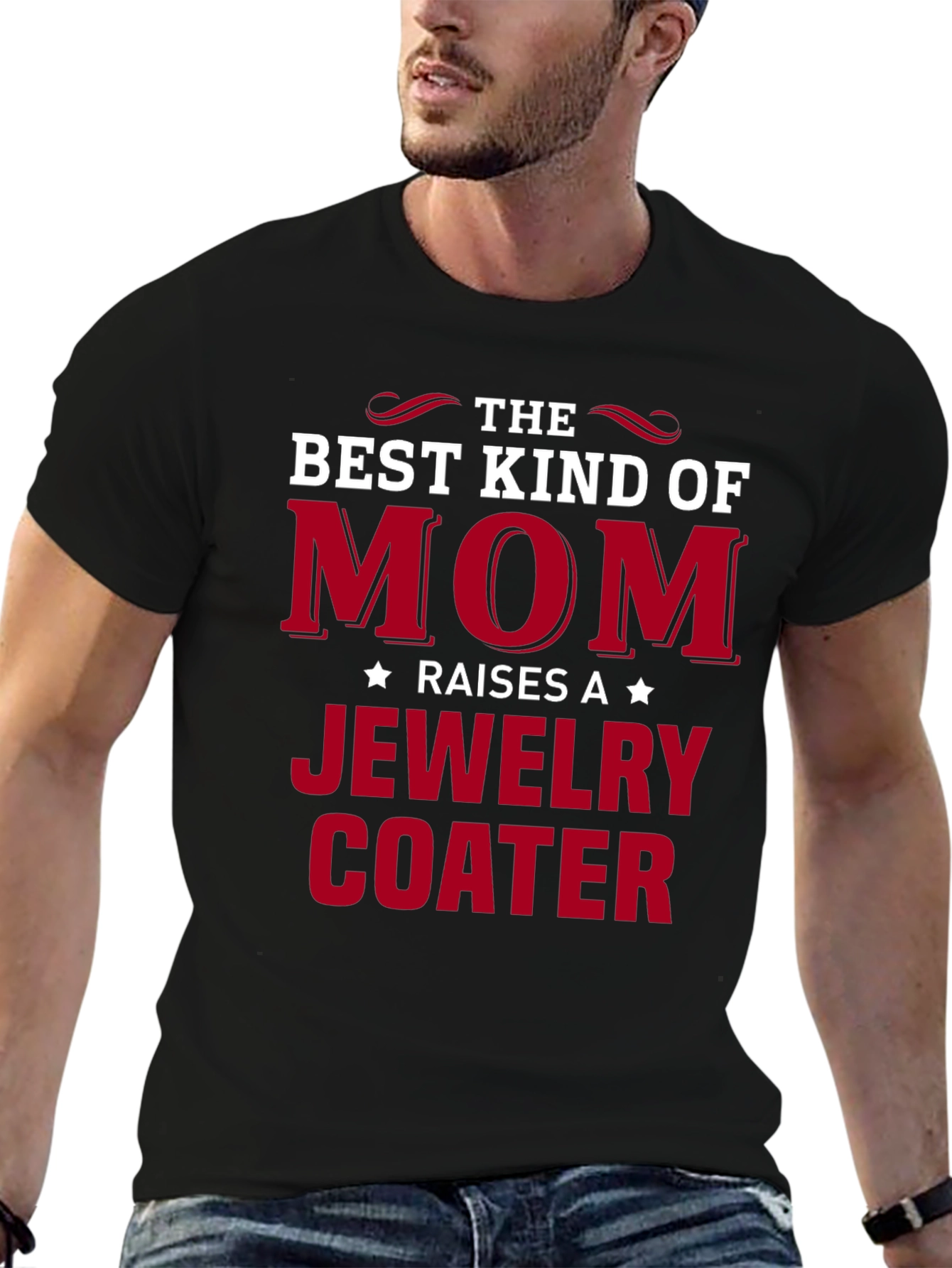 Black Best Kind of Mom Jewelry Coater T-Shirt view 6