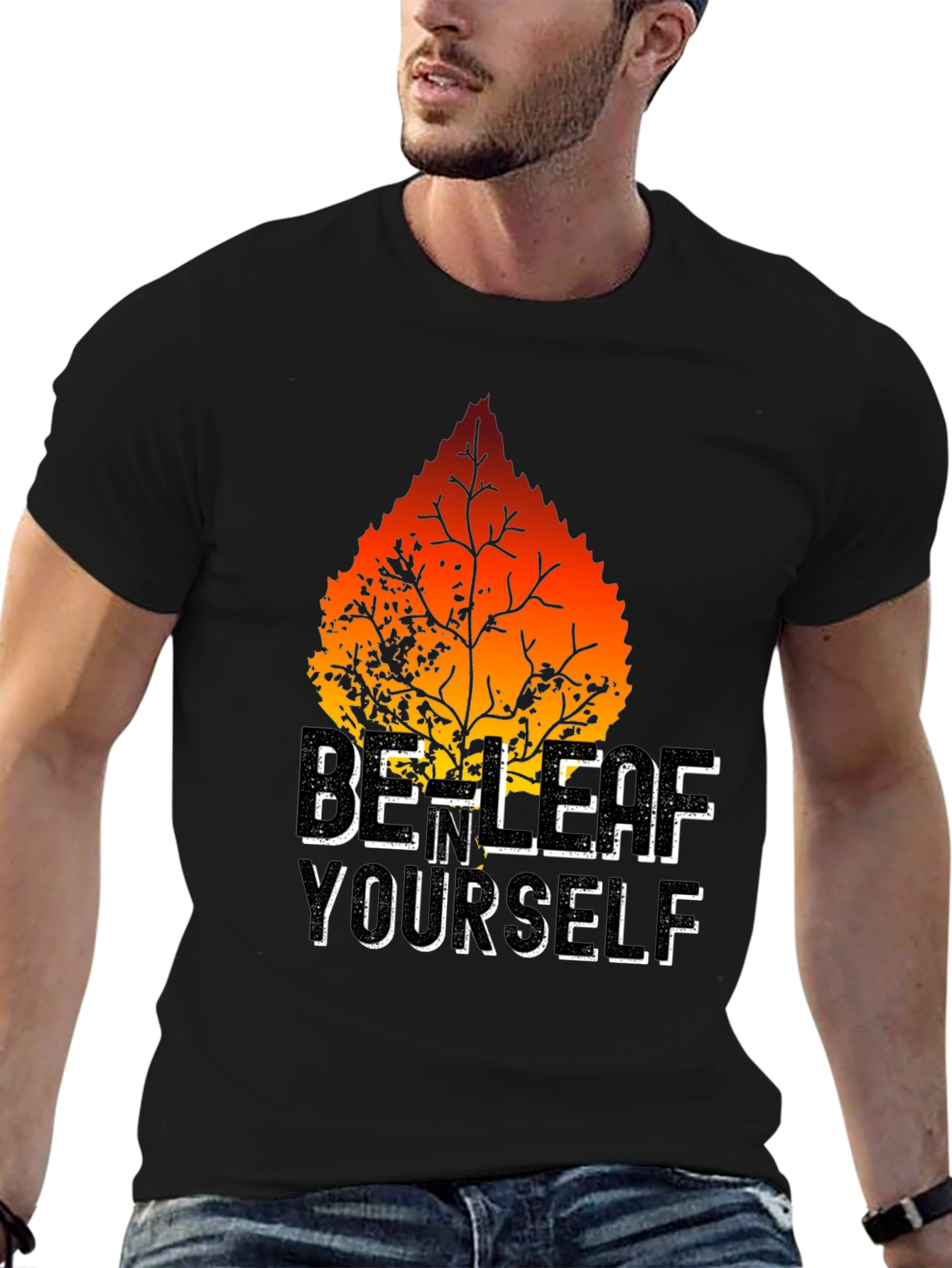 Black Be-Leaf Yourself Graphic Tee - Black view 6