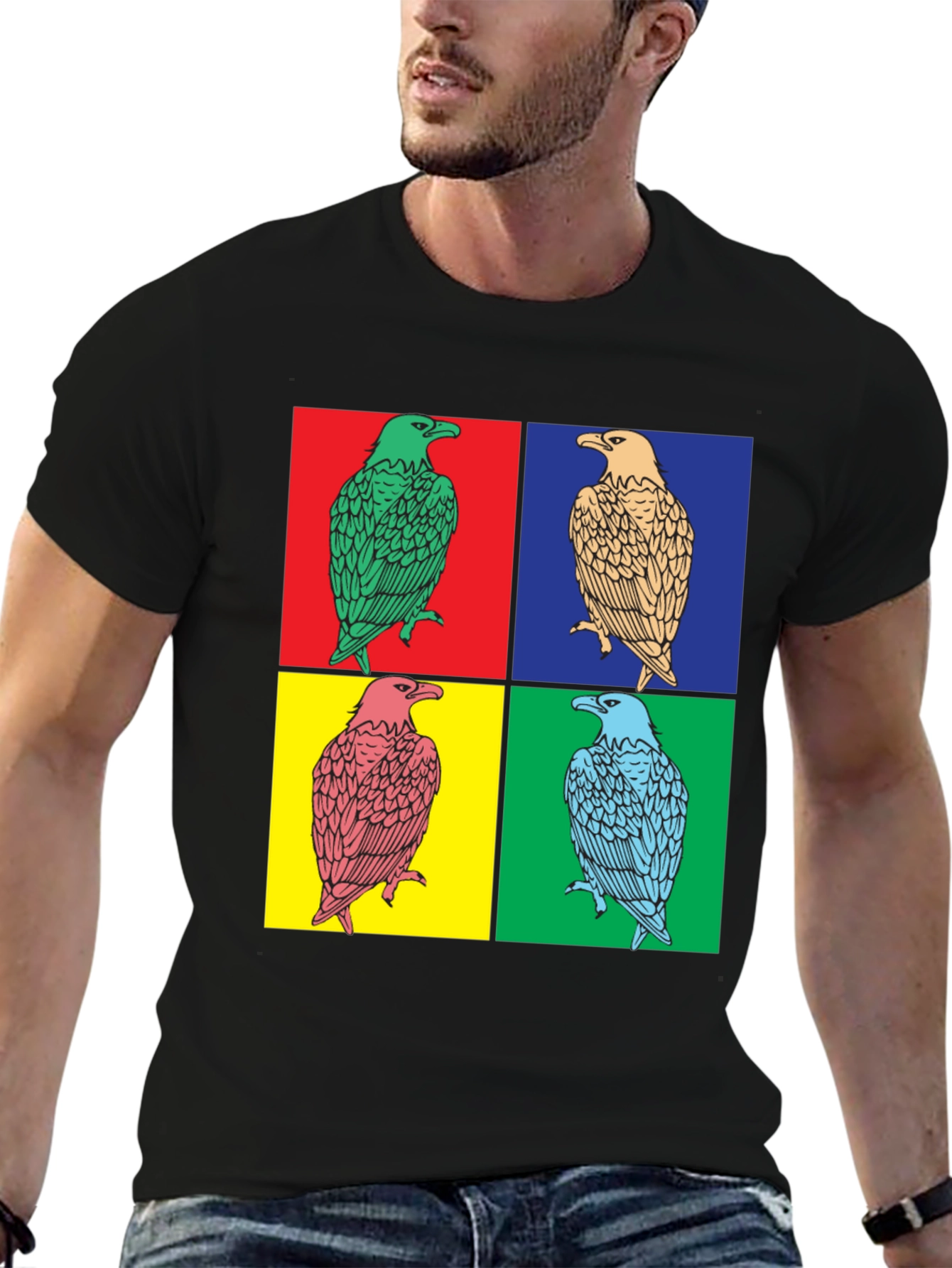 Black Pop Art Eagle Graphic Tee - Bold Style view 6