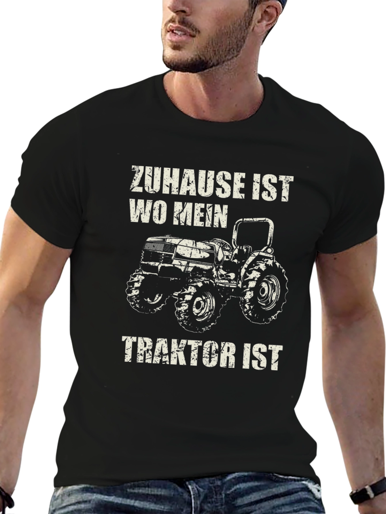 Black Tractor Lover T-Shirt - Zu Hause Ist Wo Mein Traktor Ist view 6
