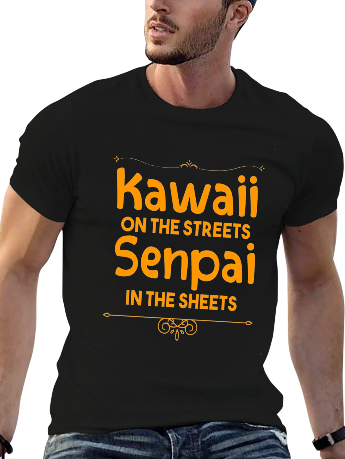 Black Kawaii Senpai Graphic T-Shirt - Anime Inspired Apparel view 6
