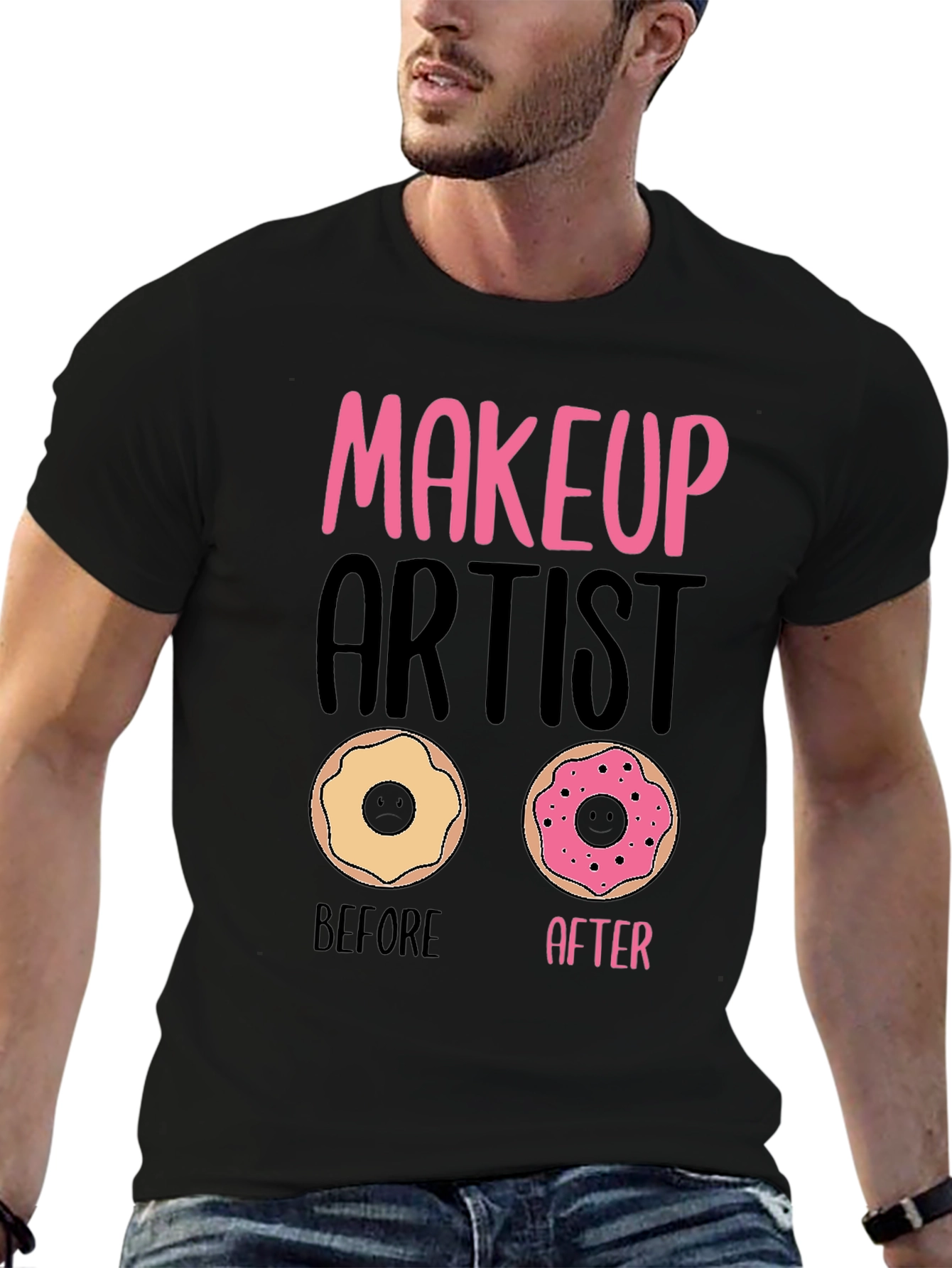 Black Makeup Artist Donut T-Shirt Funny Graphic Tee view 6