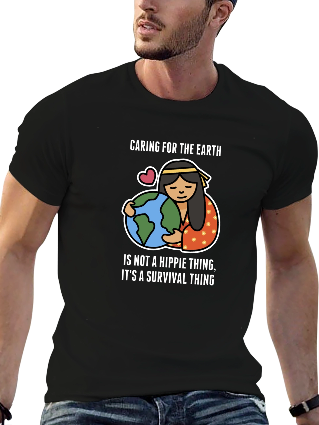 Black Caring for the Earth T-Shirt - Survival Thing view 6
