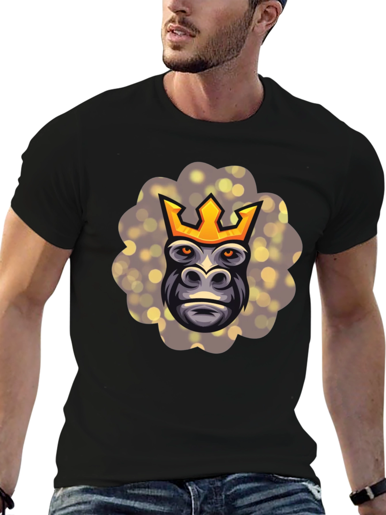 Black King Kong T-Shirt - Gorilla with Crown Graphic Tee view 6