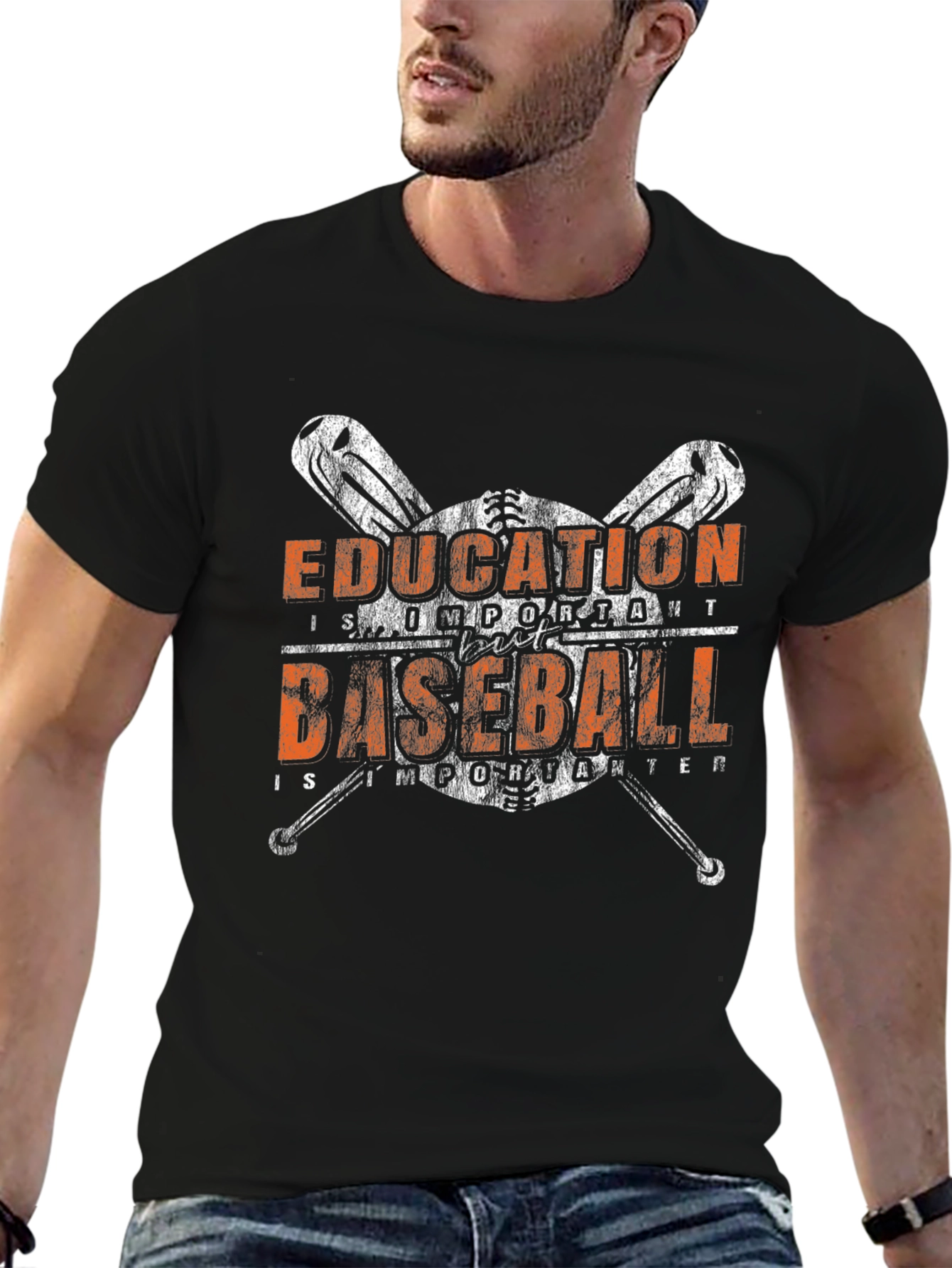 Black Education Important, Baseball More Important T-Shirt view 6
