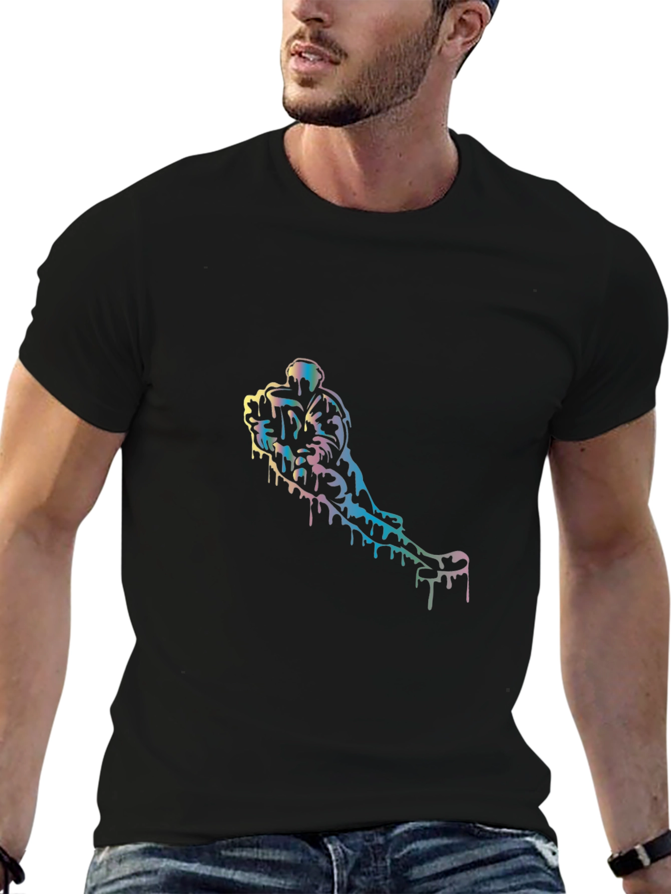Black Unique Drip Art T-Shirt - Cool Graphic Tee view 6