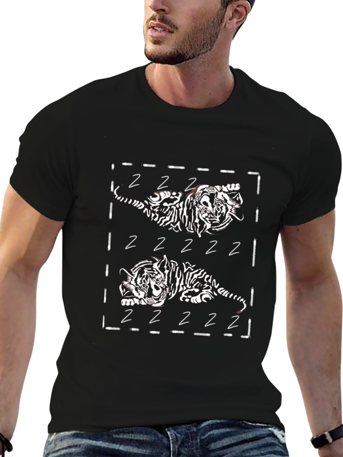 Black Black Tiger Graphic Tee - Stylish and Unique view 6