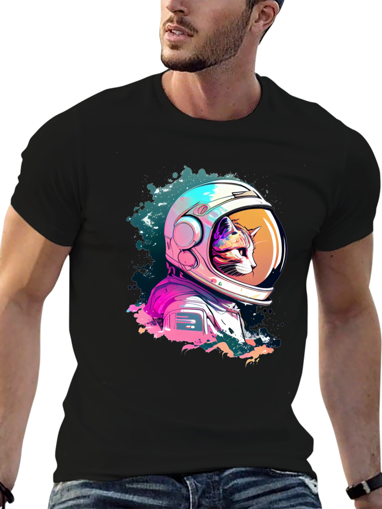 Black Cat Astronaut Graphic Tee - Space Adventure view 6