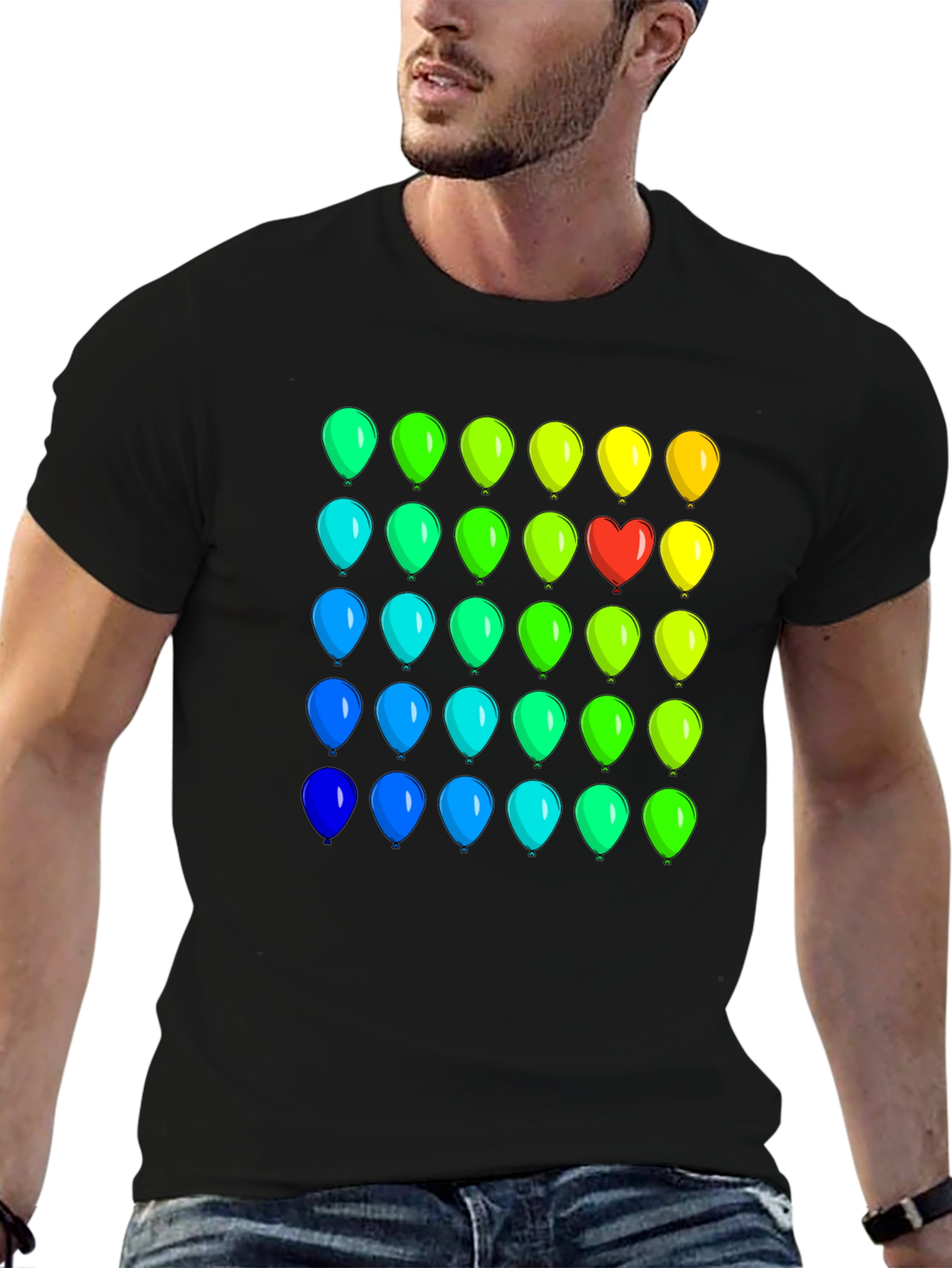 Black Rainbow Balloon Heart Tee view 6