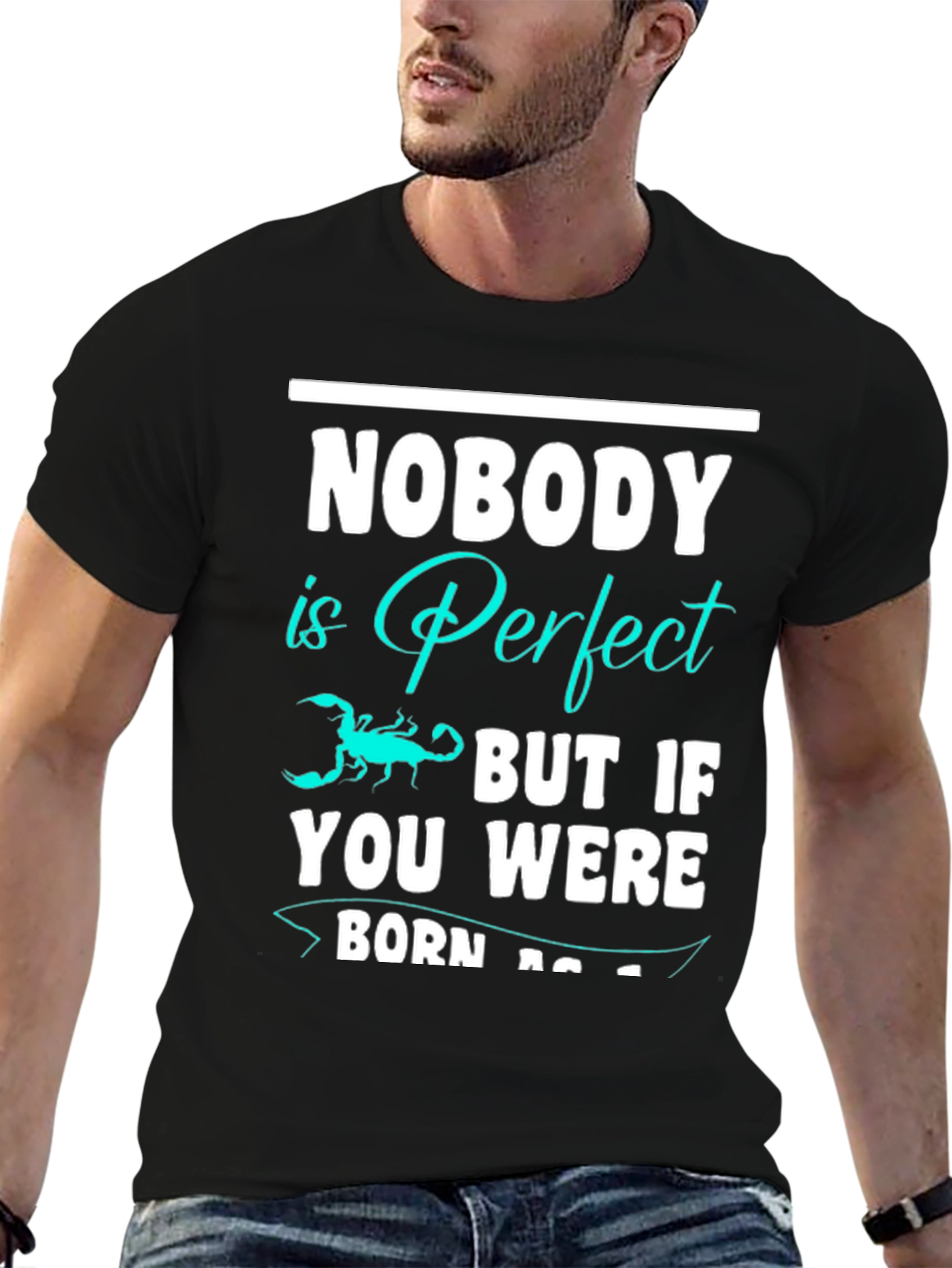 Black Nobody is Perfect Scorpion Graphic T-Shirt view 6