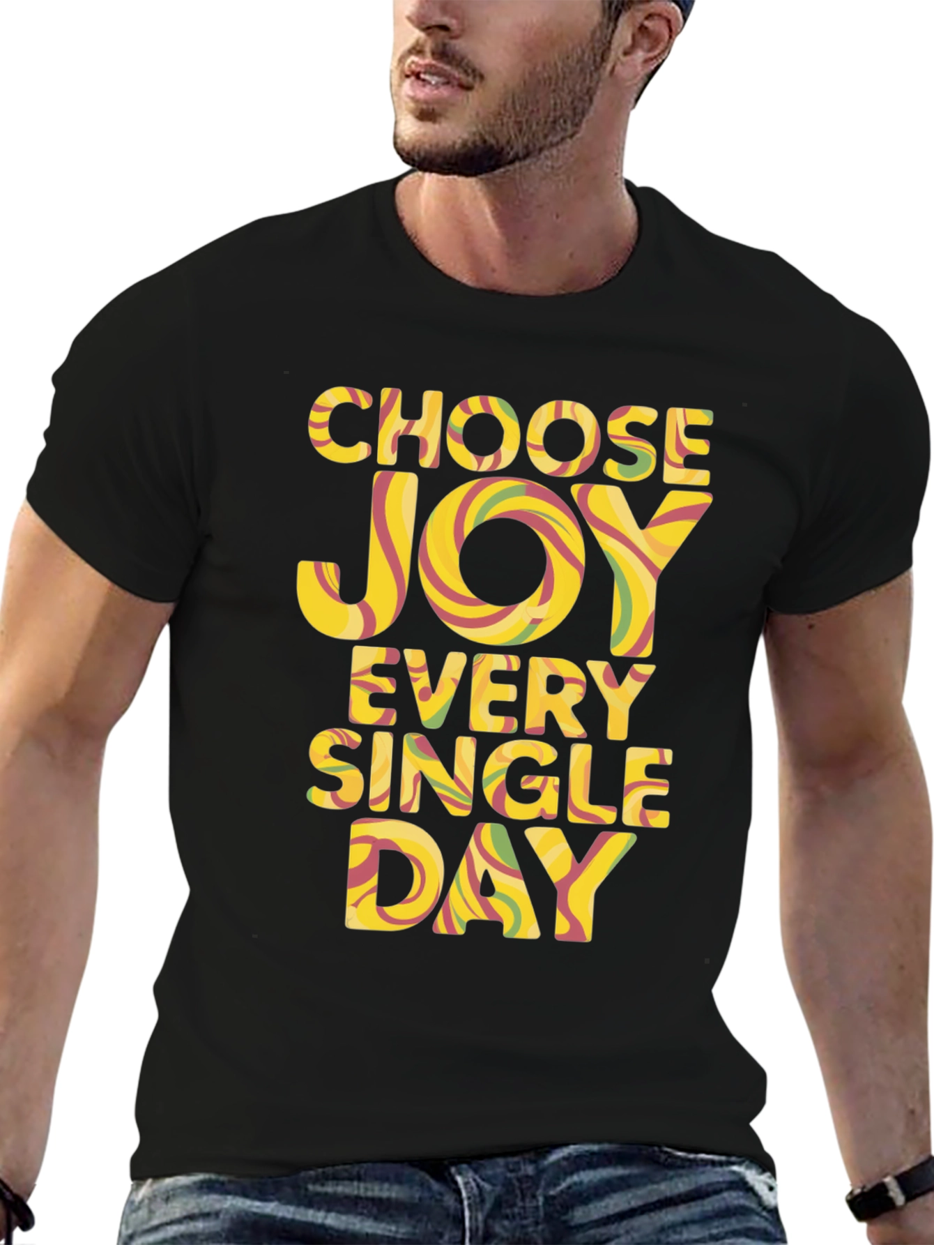 Black Choose Joy Graphic T-Shirt - Inspirational Black Tee view 6