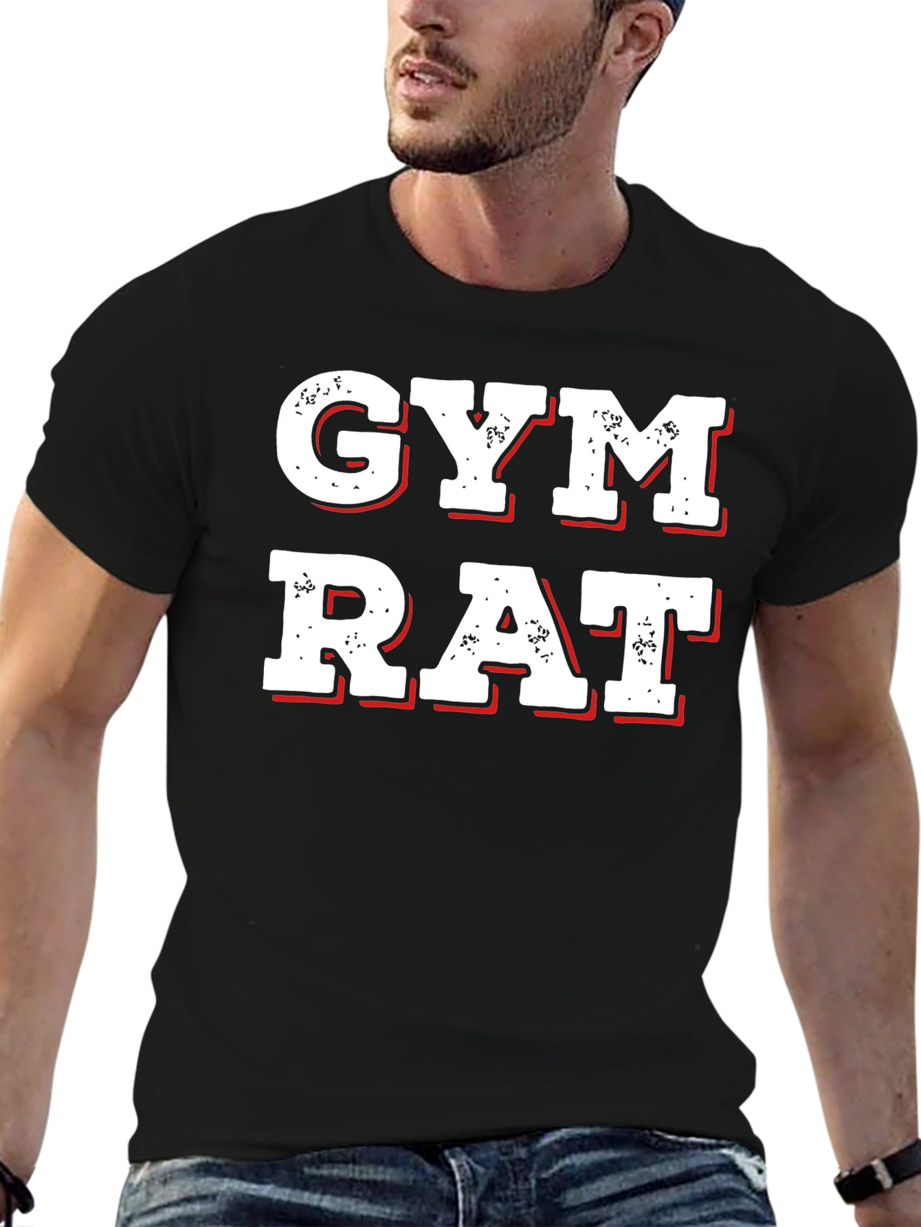 Black Gym Rat Graphic T-Shirt - Black view 6