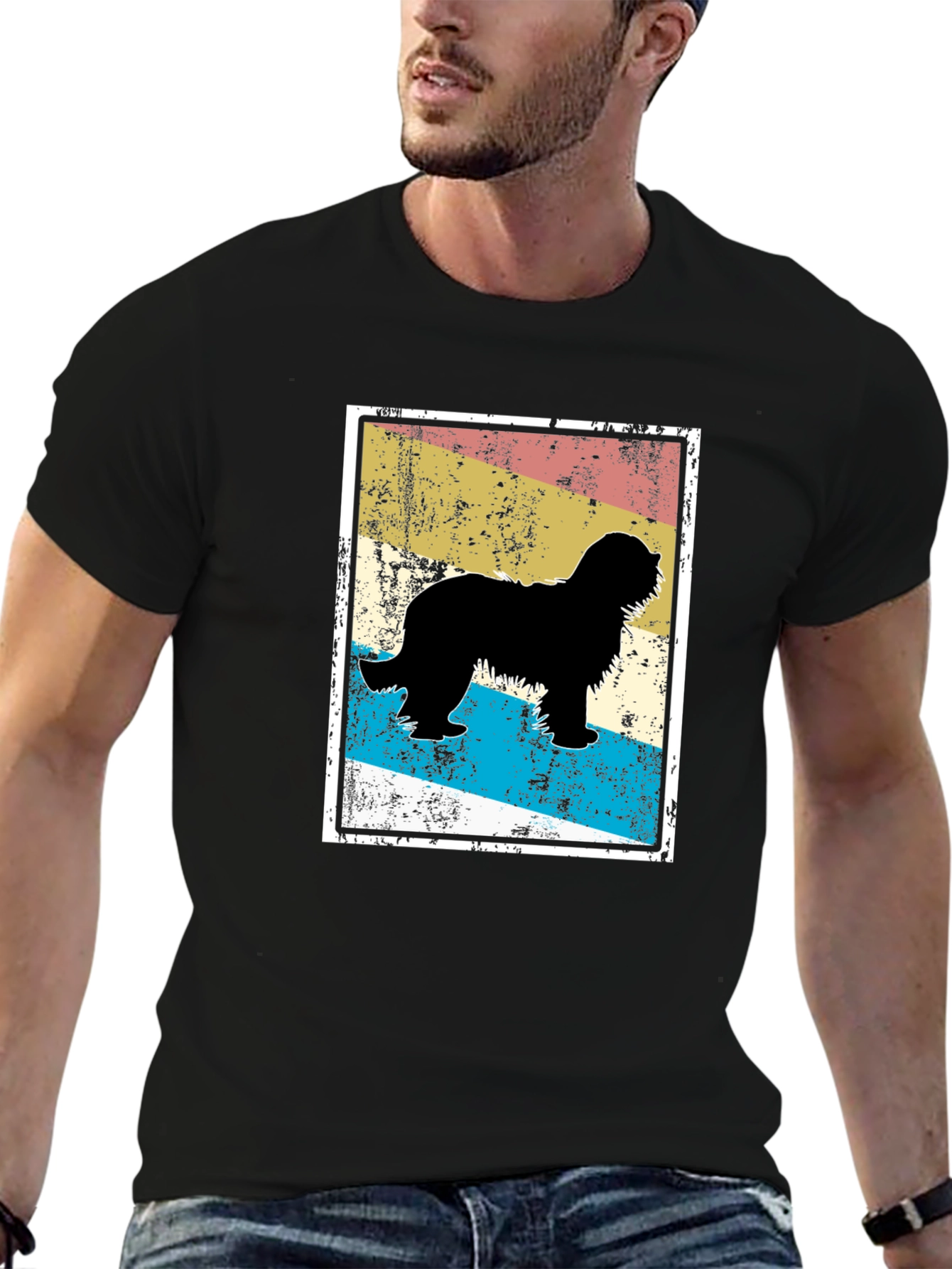 Black Retro Dog Silhouette T-Shirt view 6