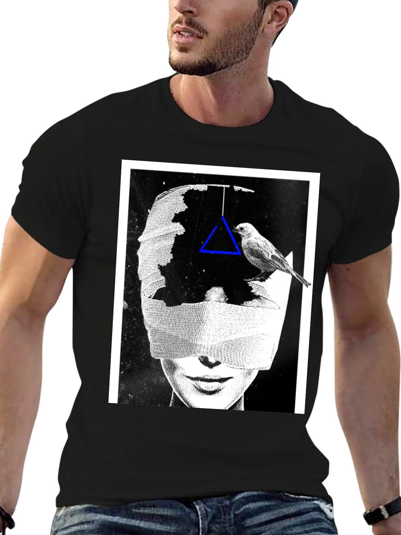 Black Abstract Graphic Print T-Shirt view 6