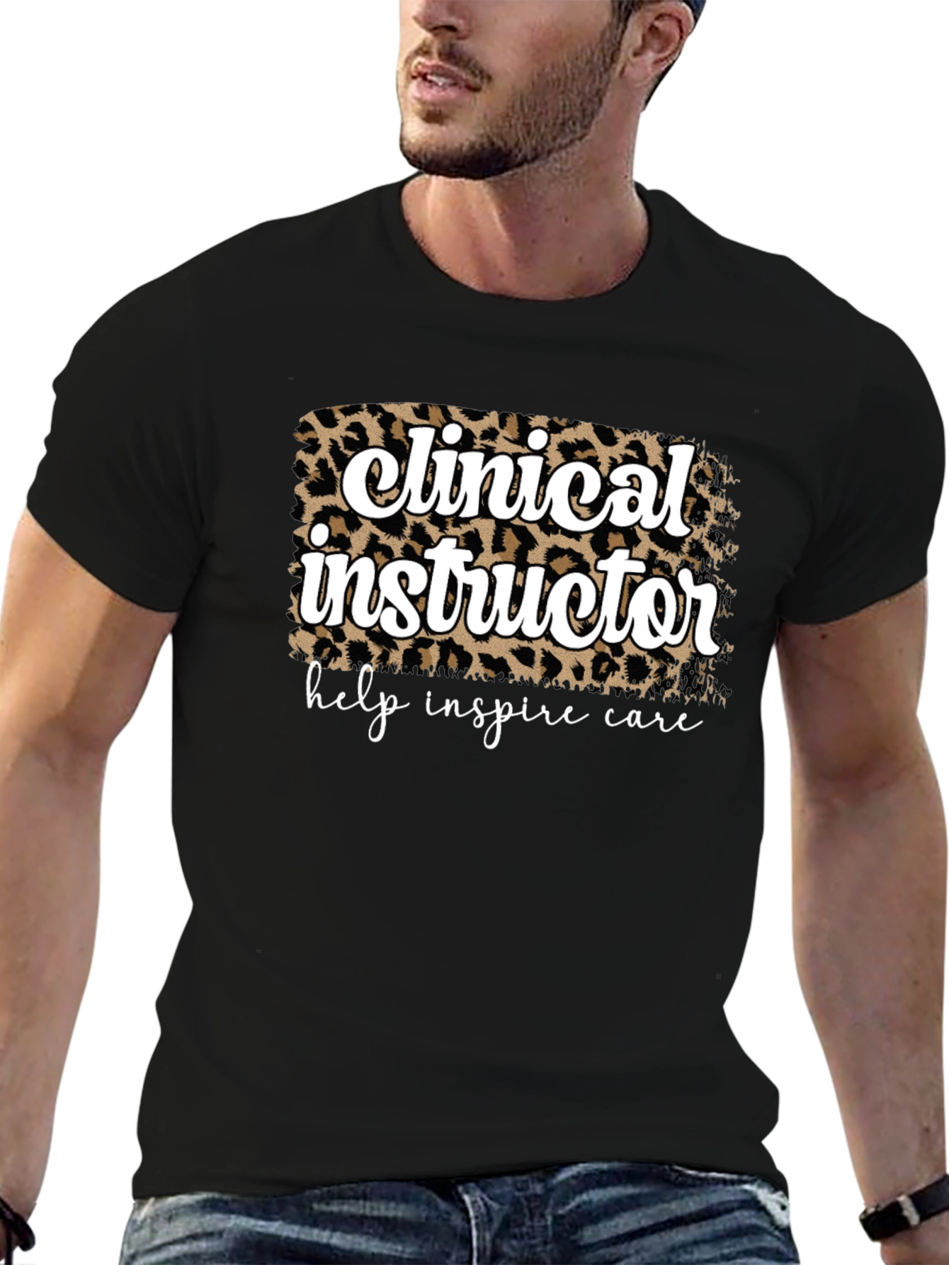 Black Clinical Instructor Leopard Print T-Shirt view 6