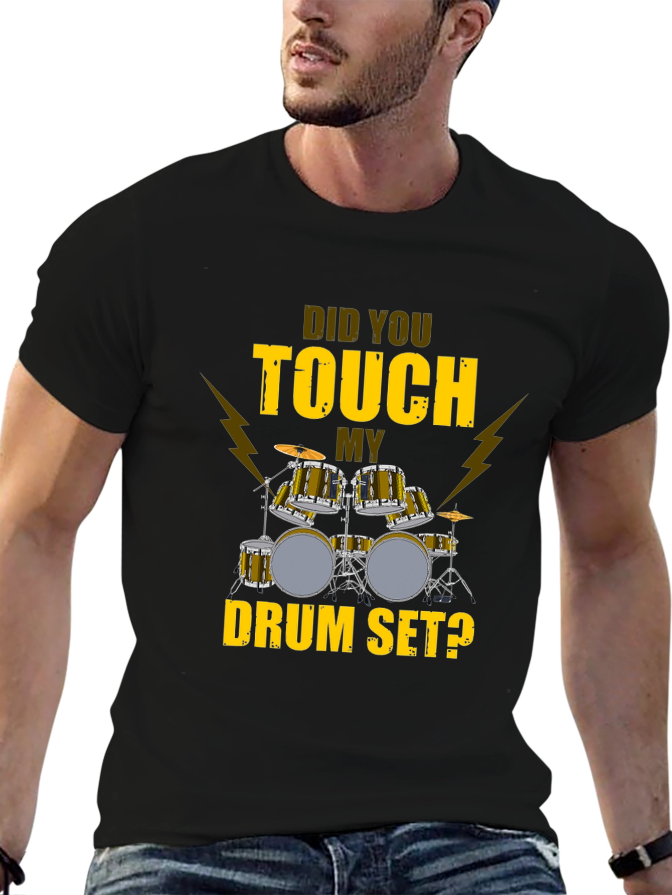Black Did You Touch My Drum Set T-Shirt view 6