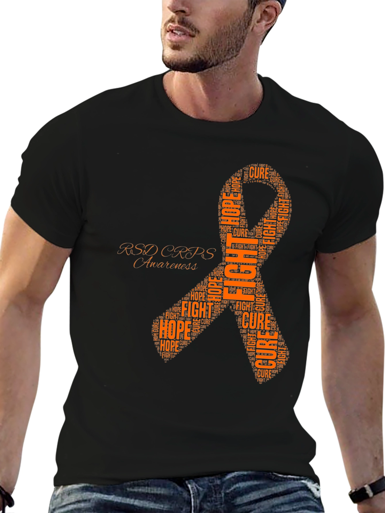 Black RSD CRPS Awareness T-Shirt Fight Hope Cure view 6