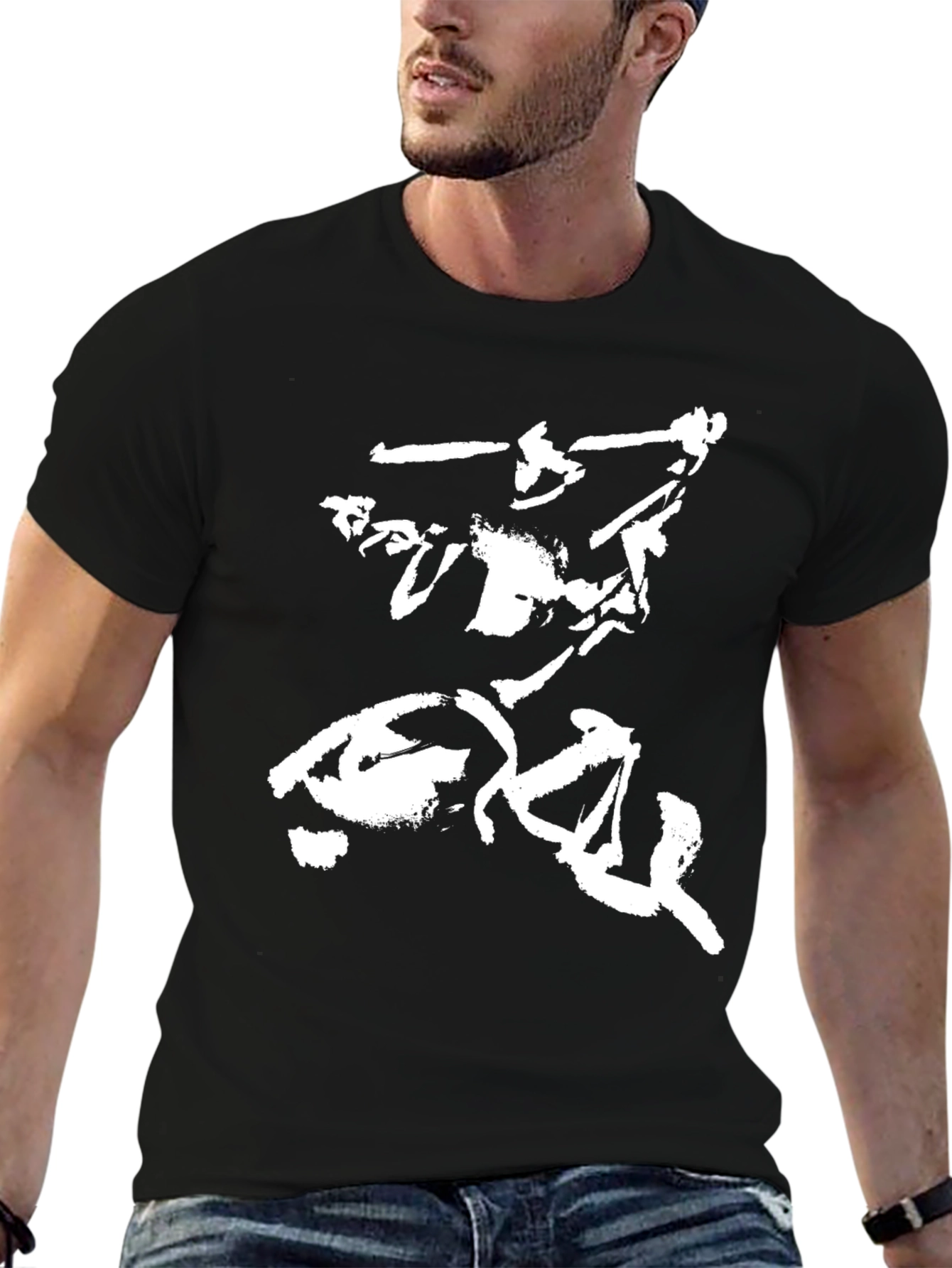 Black Abstract Graphic Black T-Shirt view 6