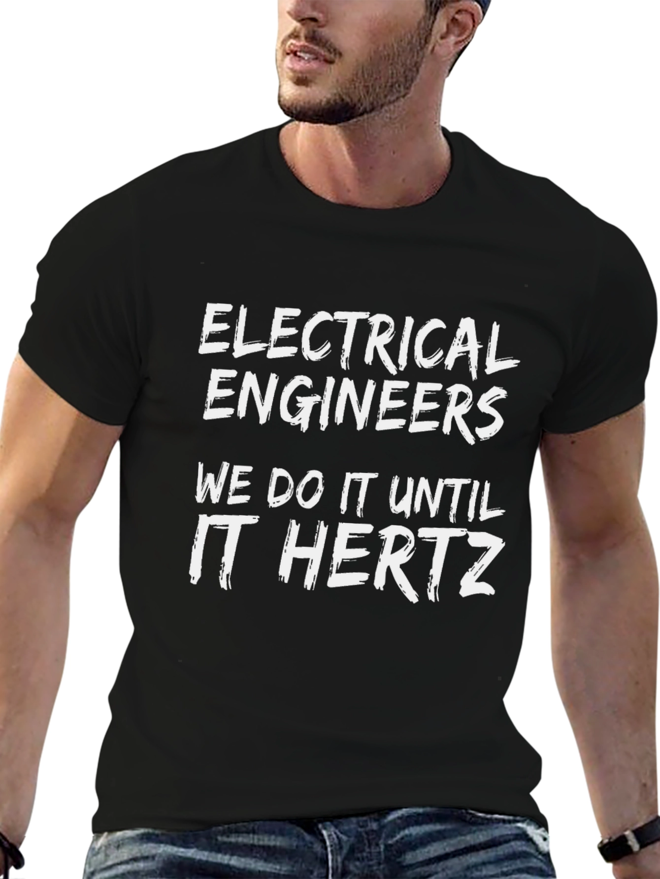 Black Electrical Engineers Humor T-Shirt - It Hertz view 6