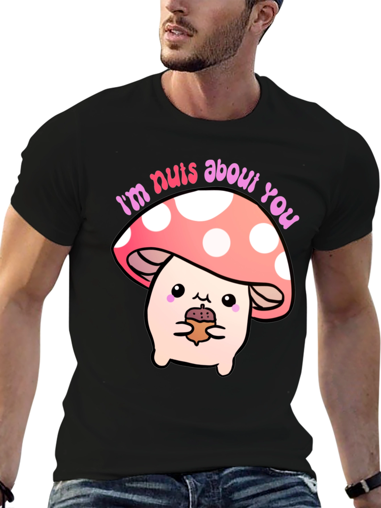 Black I'm Nuts About You Mushroom Graphic Tee view 6