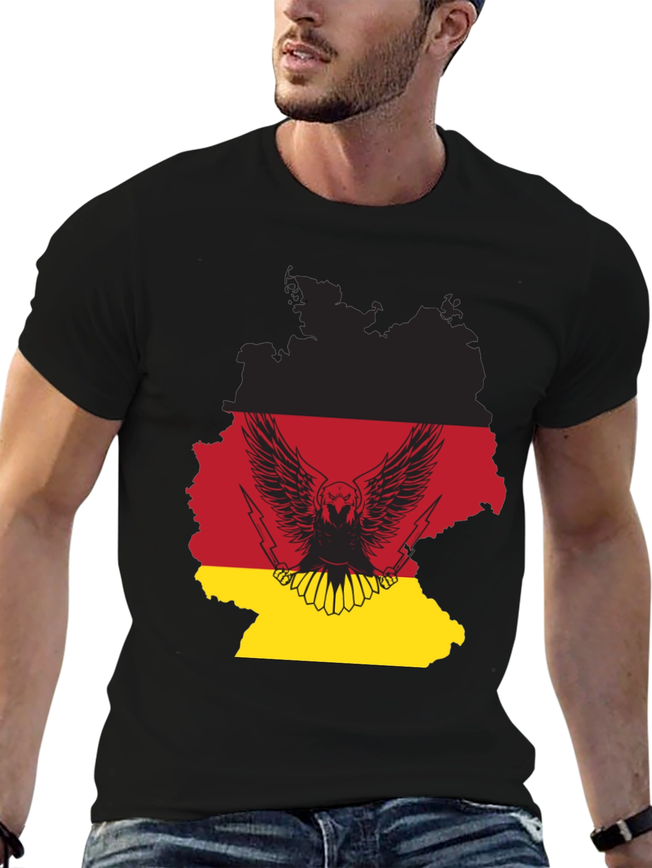 Black German Flag Eagle Graphic T-Shirt view 6