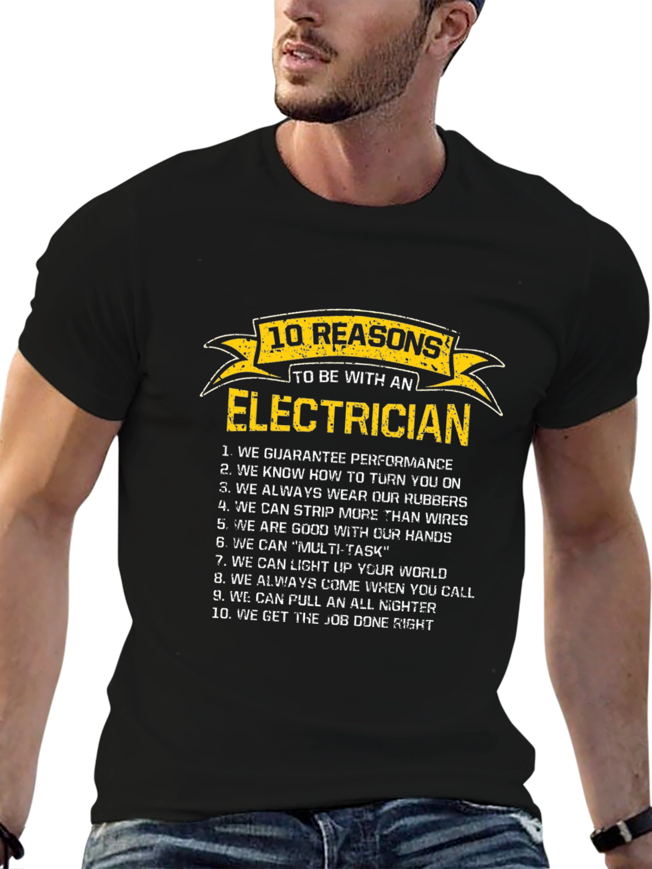 Black Electrician Reasons T-Shirt Funny Gift view 6