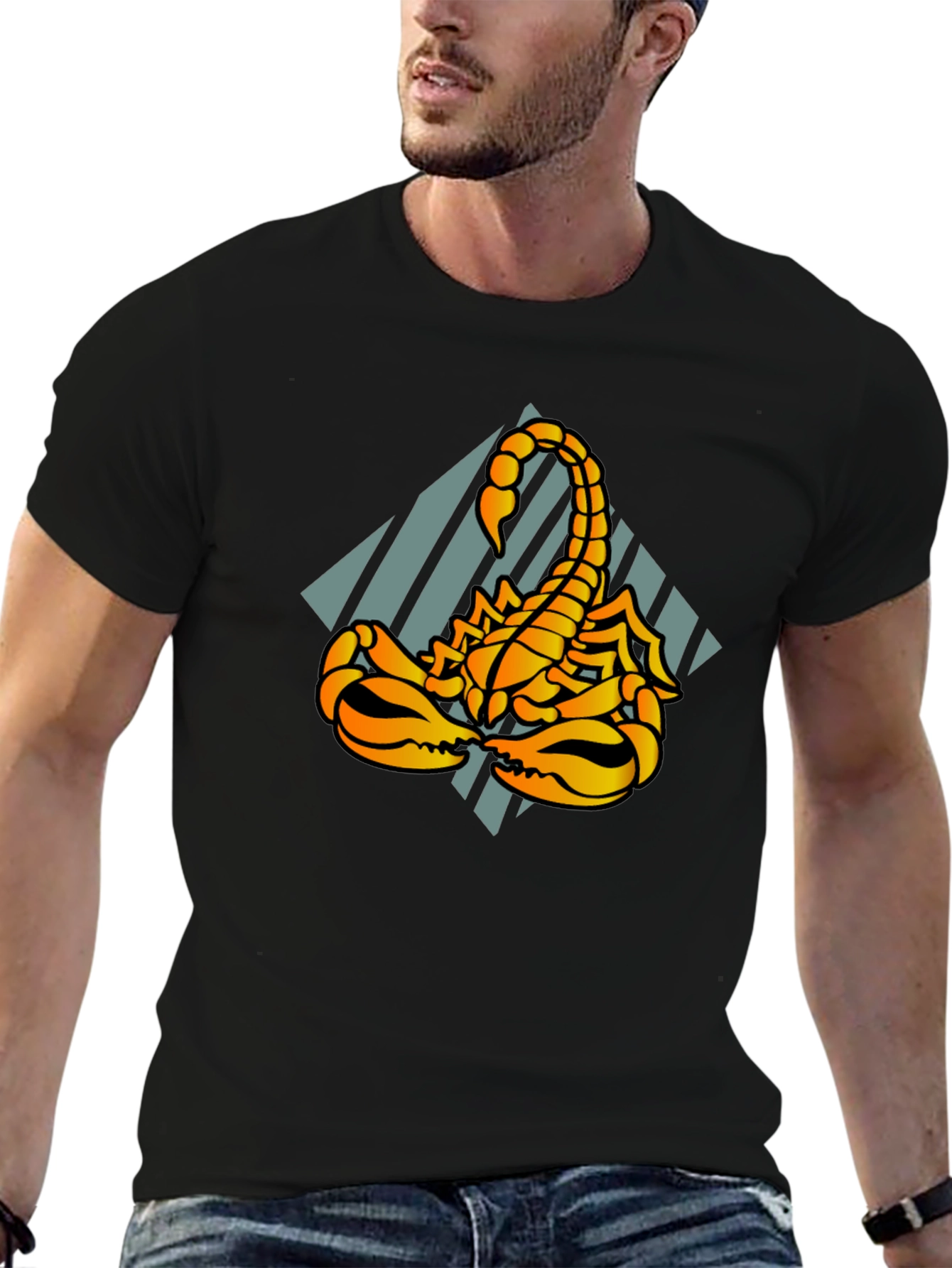 Black Scorpion Graphic Tee - Black Cotton T-Shirt view 6