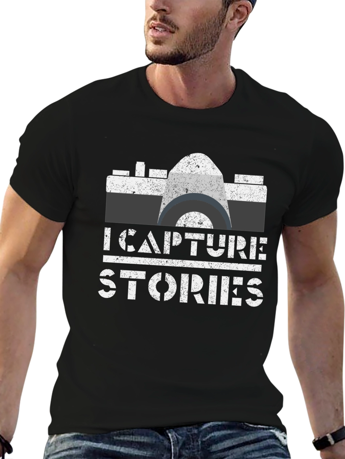 Black I Capture Stories Camera Graphic Tee view 6