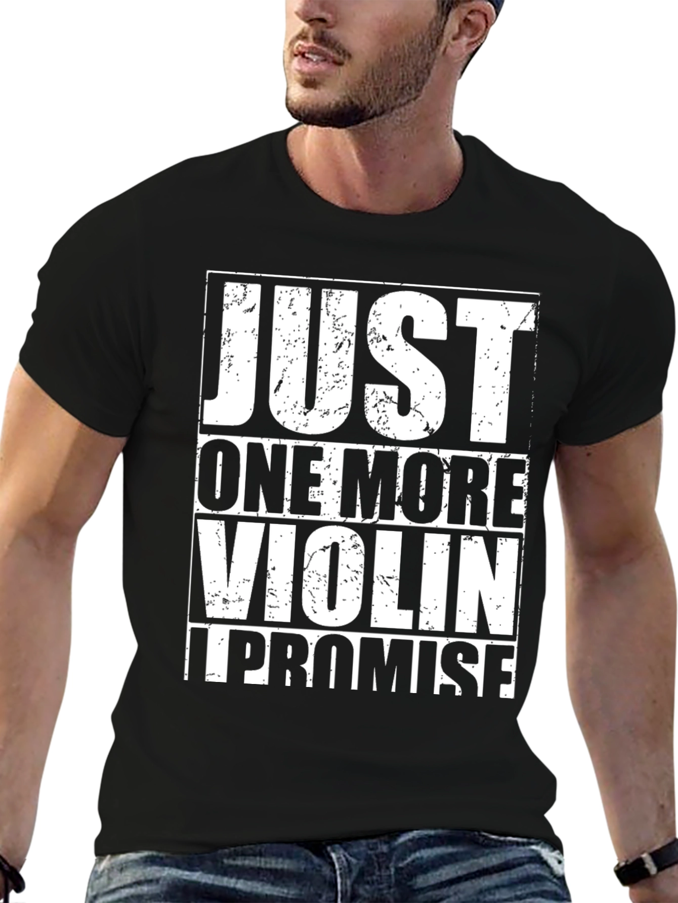 Black Just One More Violin T-Shirt - Musician Novelty Tee view 6