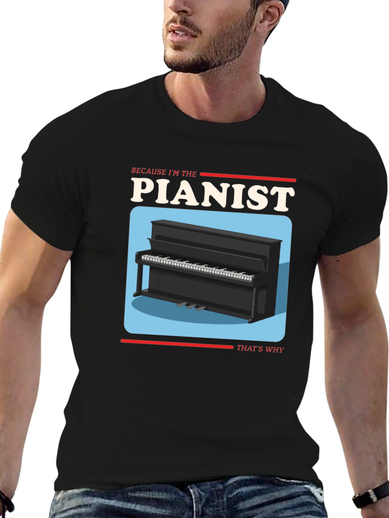 Black Pianist Graphic T-Shirt - Music Lover Tee view 6