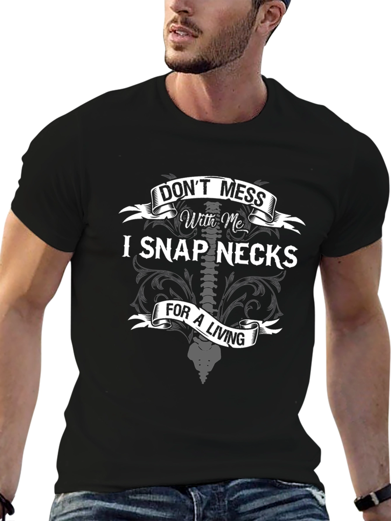 Black Funny Chiropractic T-Shirt - "Don't Mess With Me" view 6