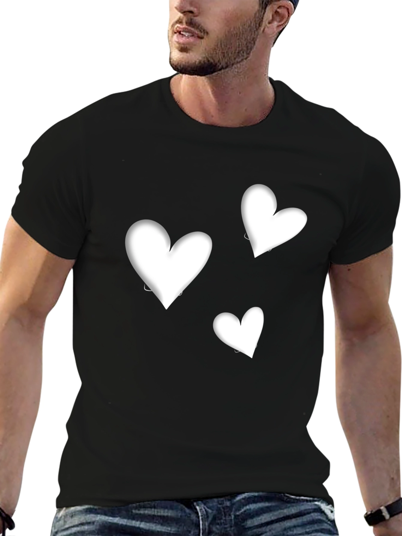 Black Heart Graphic Black T-Shirt - Stylish Casual Wear view 6