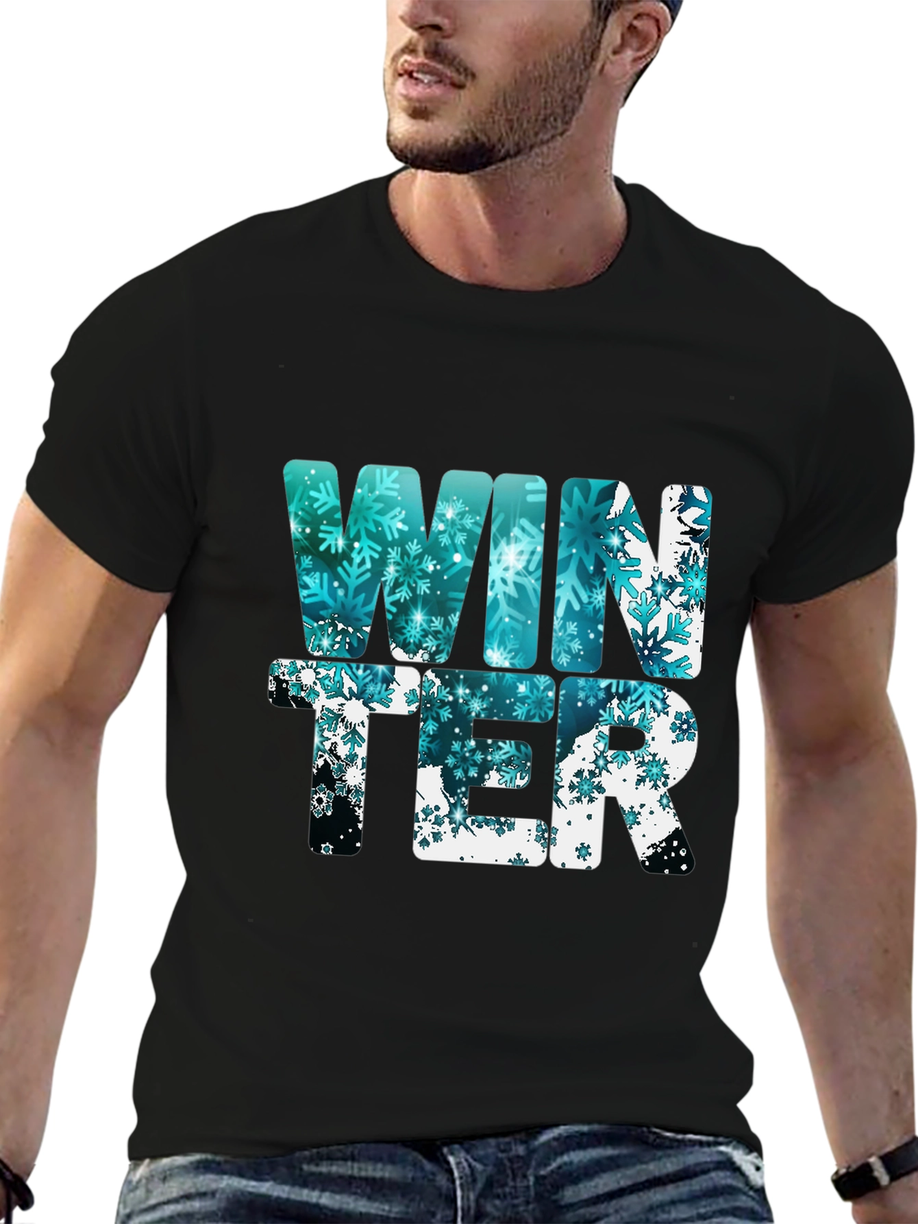 Winter Snowflake Graphic Tee - Black - 6