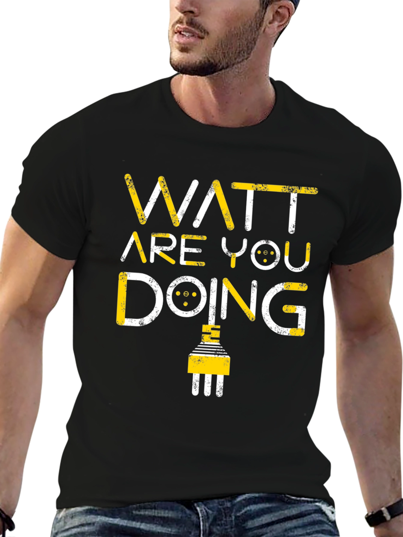 Black Watt Are You Doing Funny Electrical Pun T-Shirt view 6