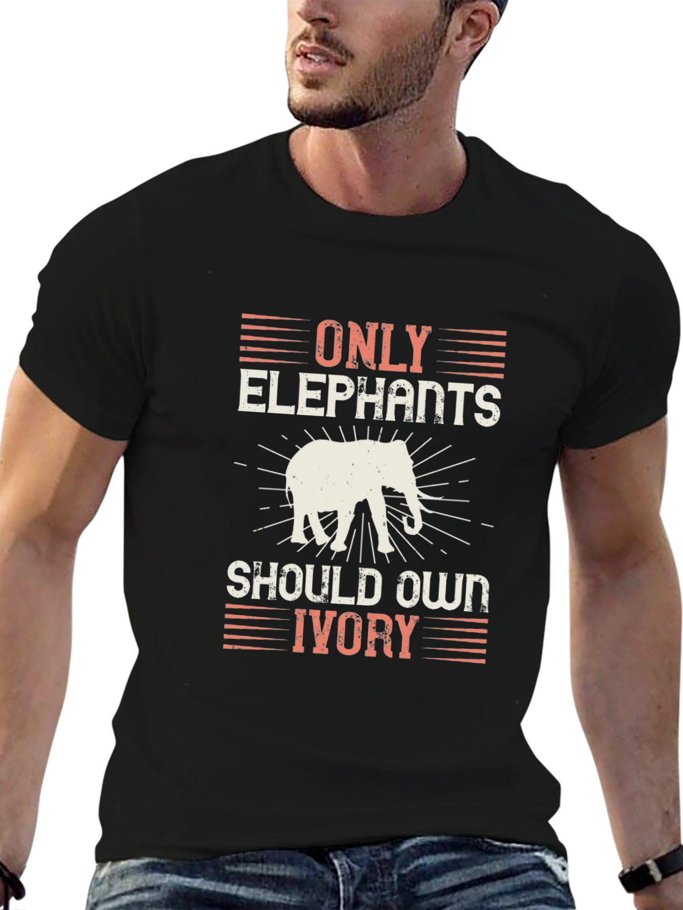 Black Elephant Ivory Rights T-Shirt view 6