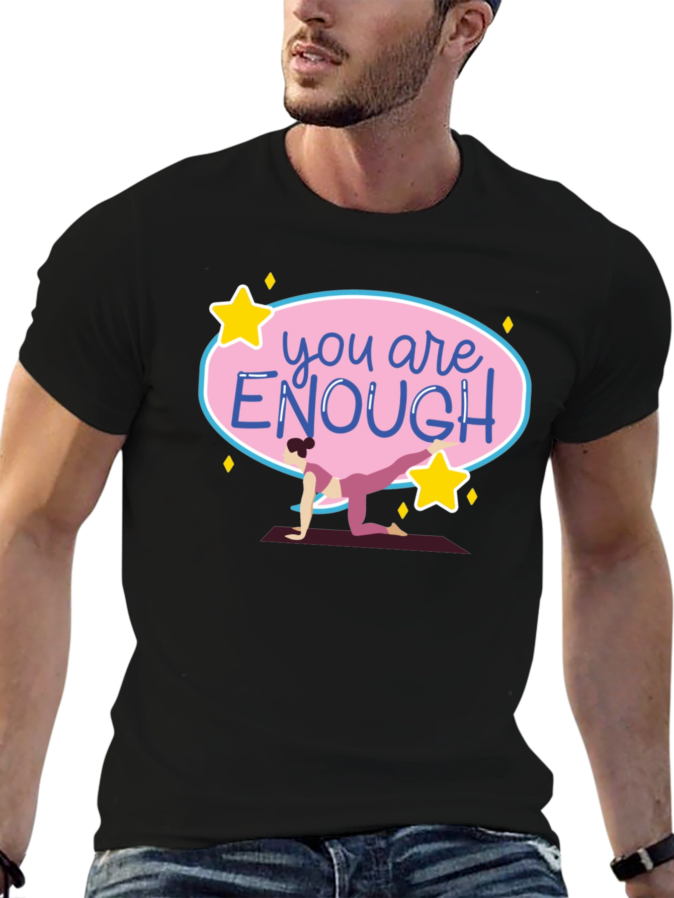 Black You Are Enough Yoga T-Shirt Black view 6